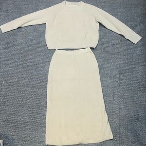 Tan long sleeve top and skirt set